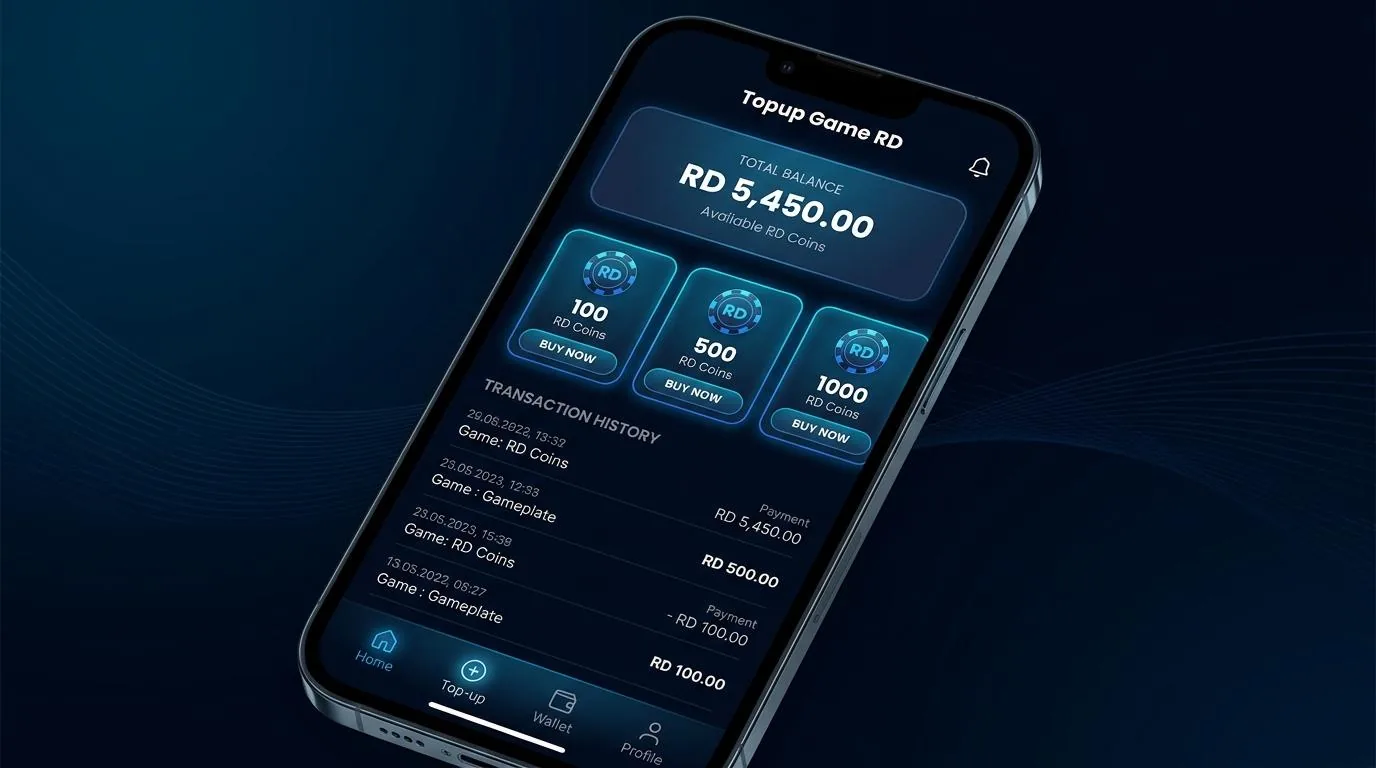 Screenshot topup game RD di Royal Dream Store Plus — chip & koin emas